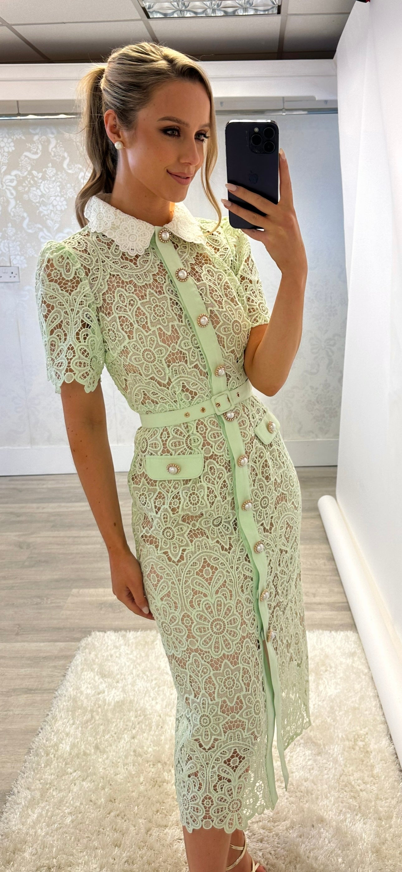 Mint Midi Lace Dress