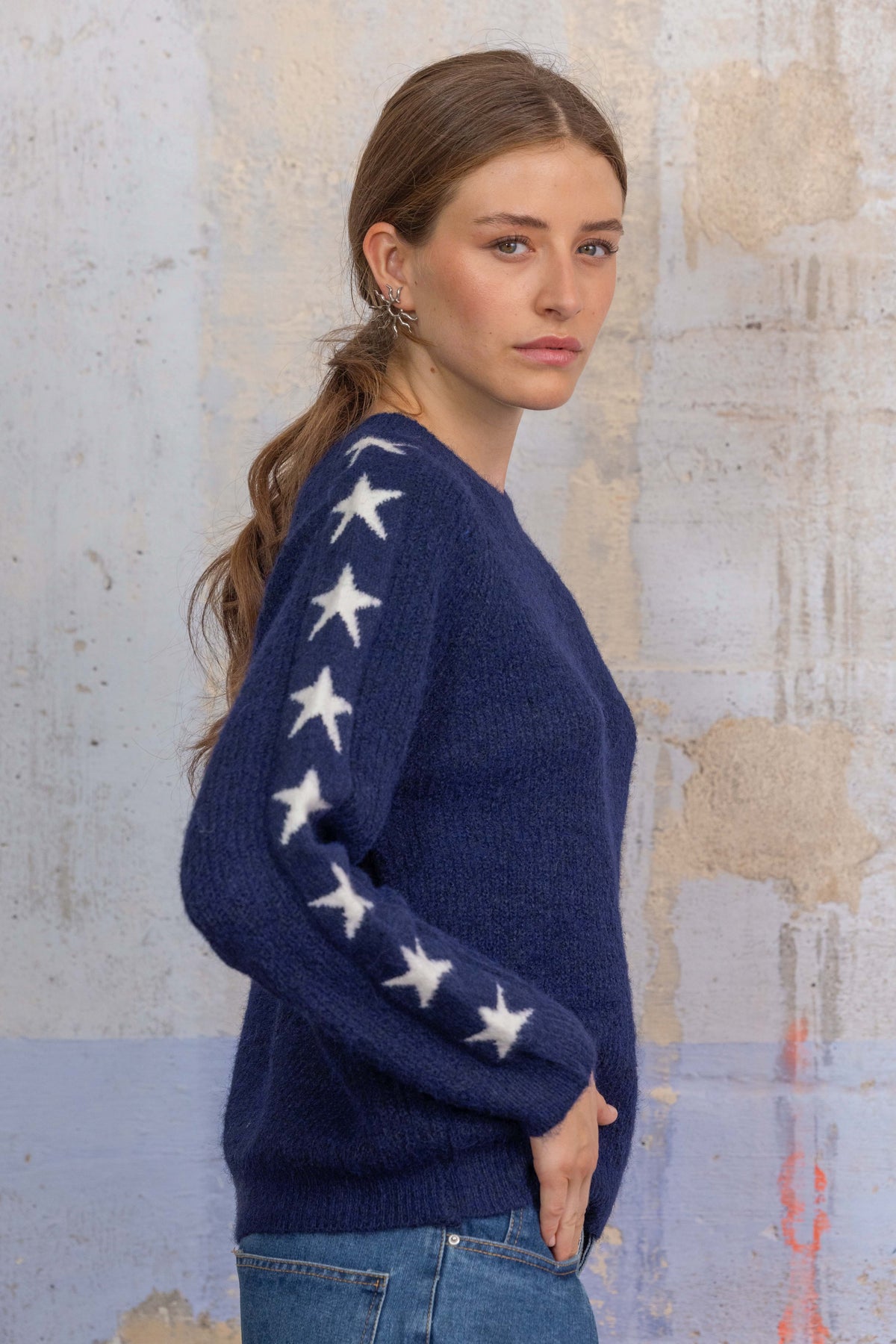 Navy Star Knit