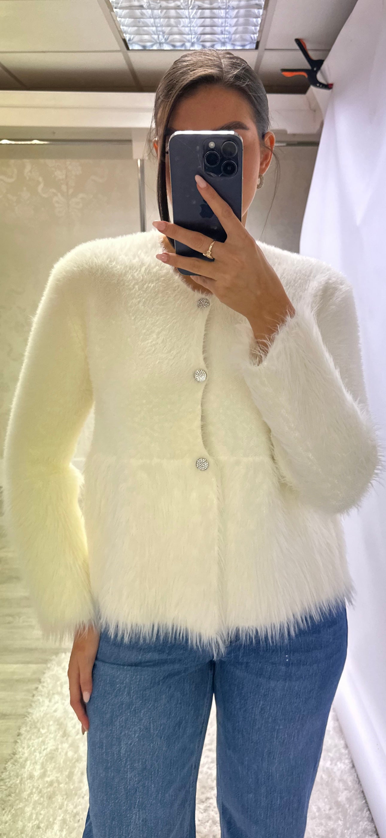 Ecru Fluffy Knit