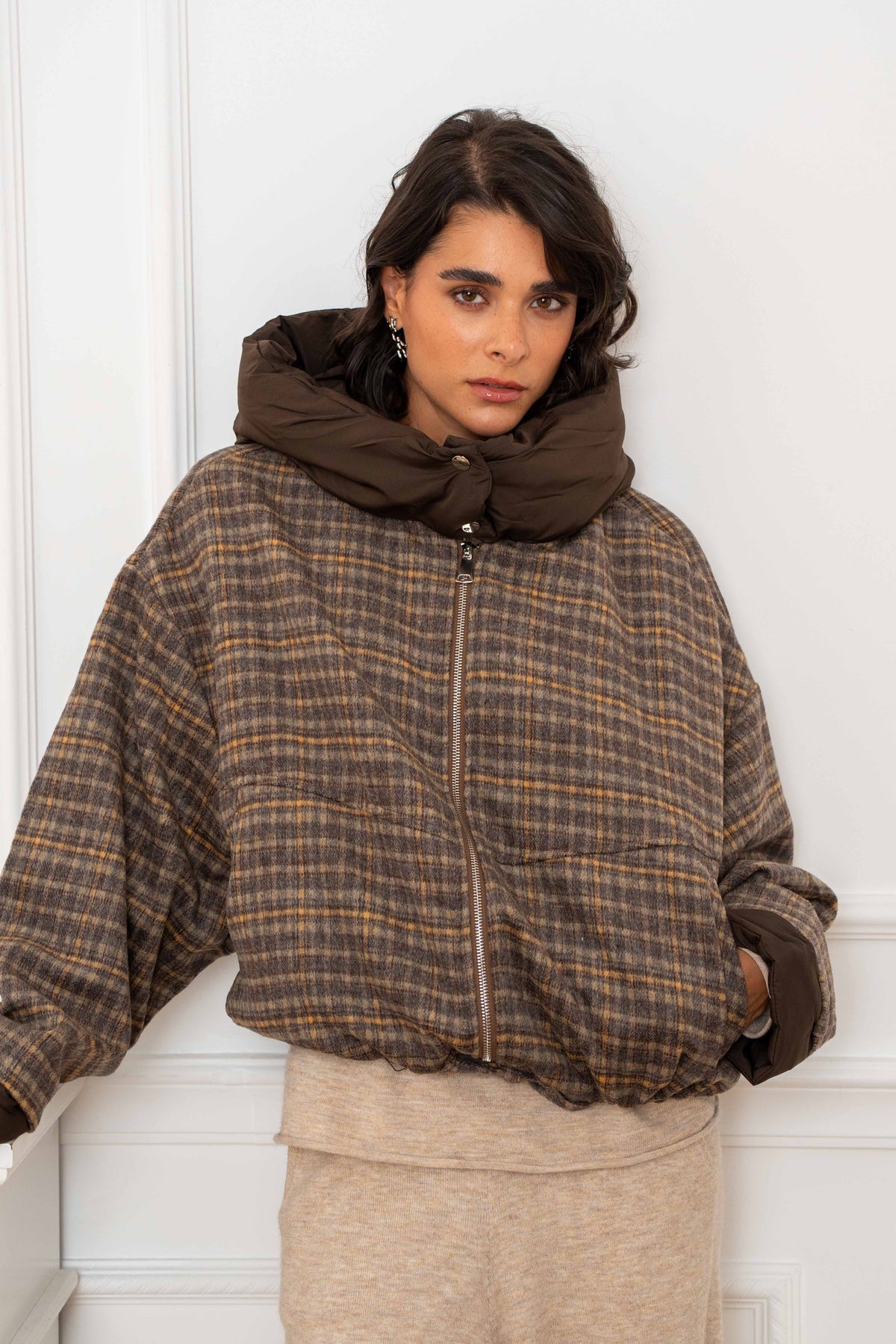 Check Hooded Jacket
