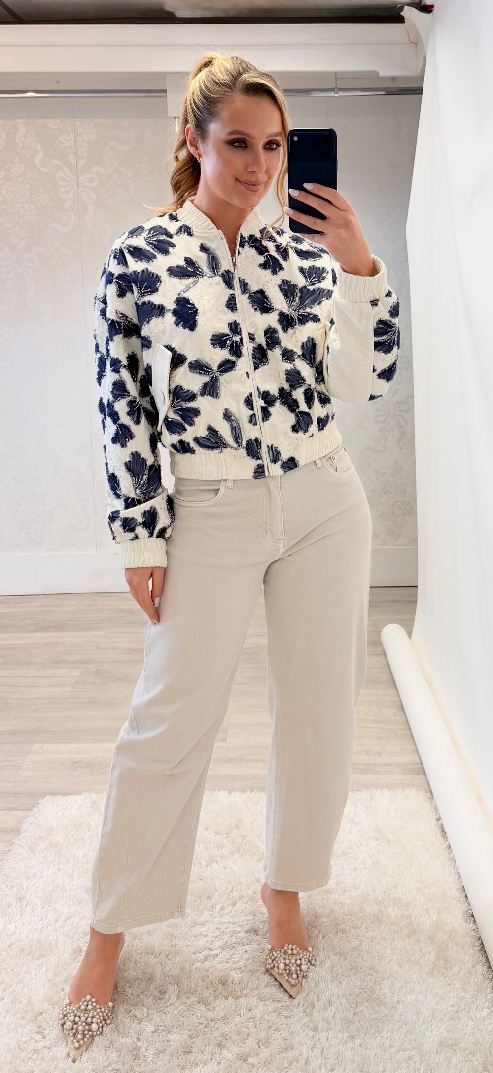 Sequin Print Bomber
