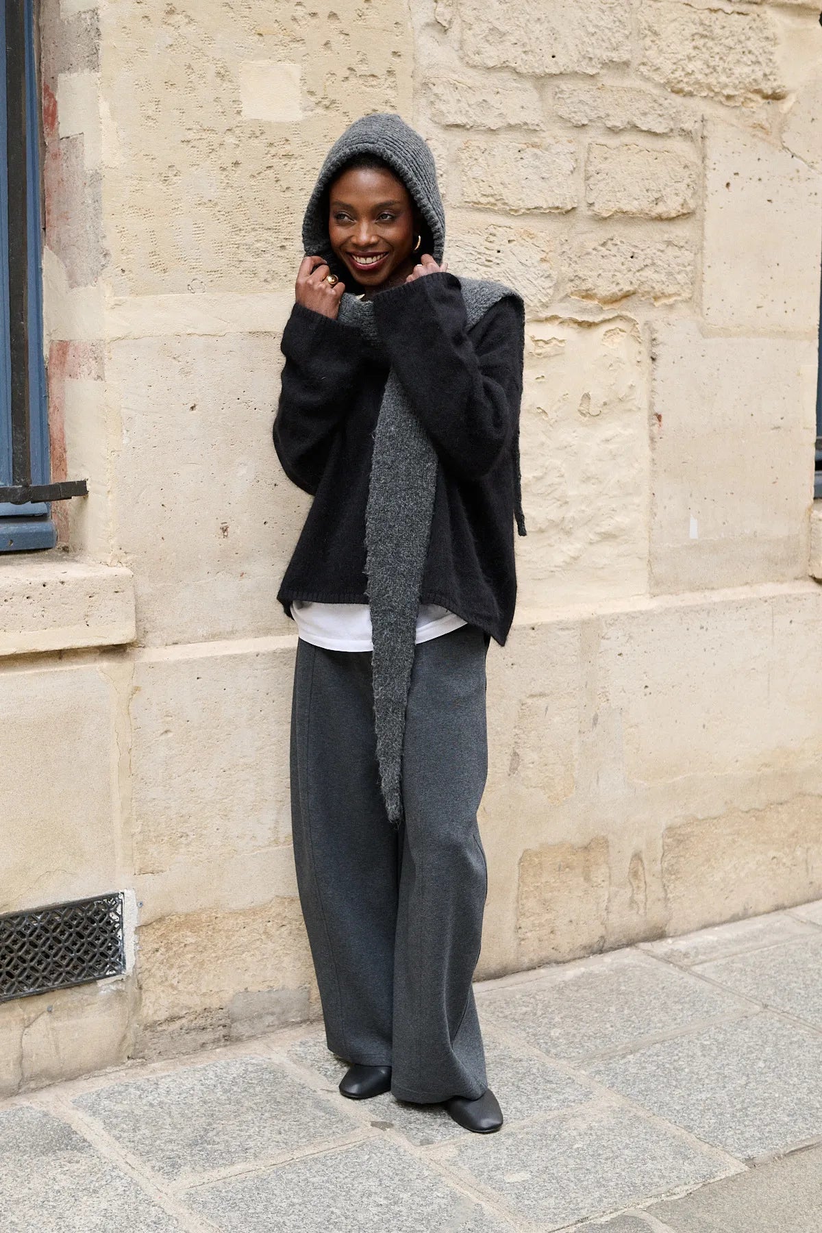 Grey Hooded Scarf