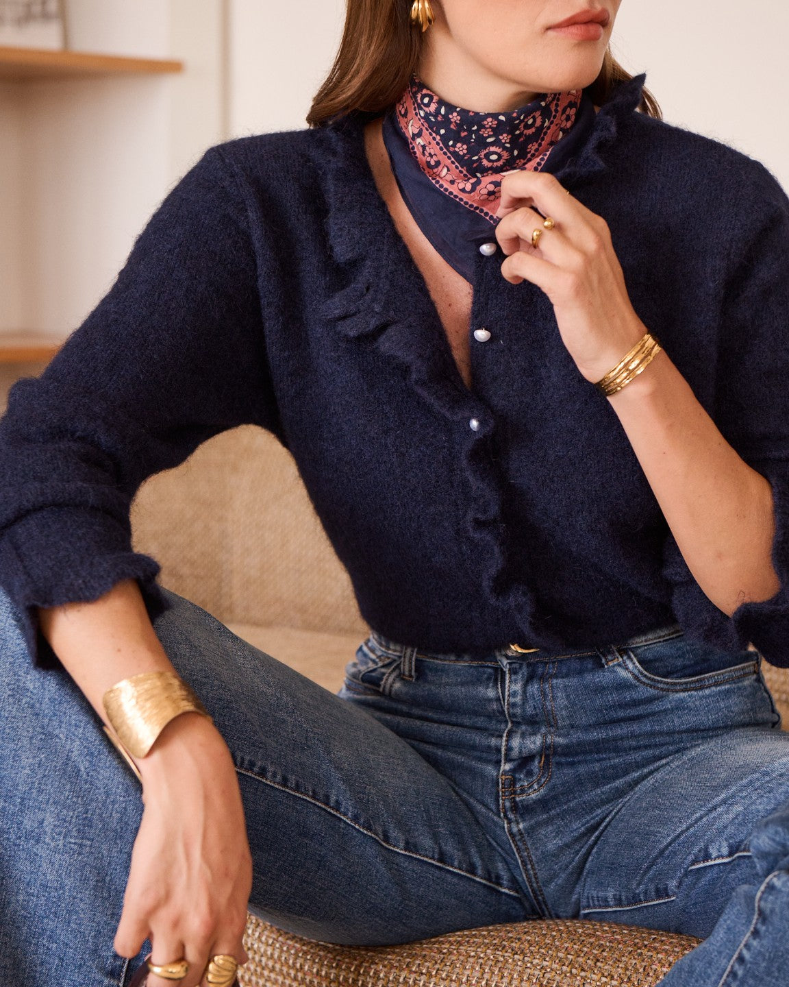 Navy Pearl Knit