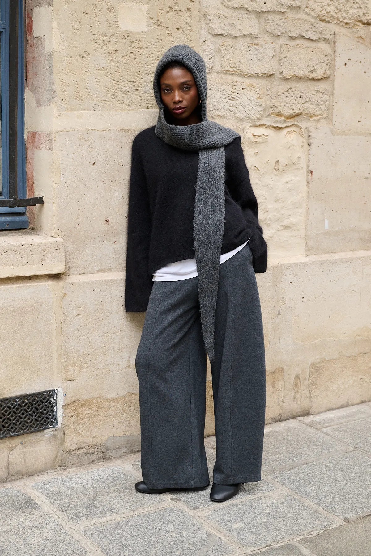 Grey Hooded Scarf