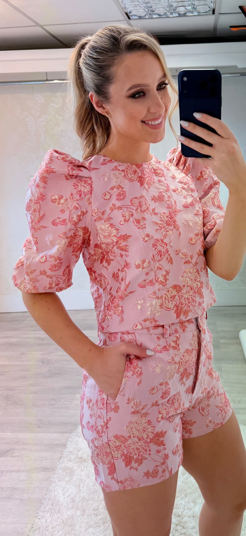 Pink Jacquard Set