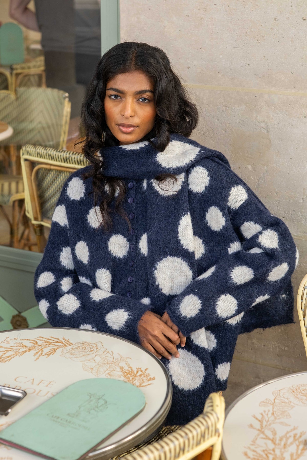Navy Dot Knit Set