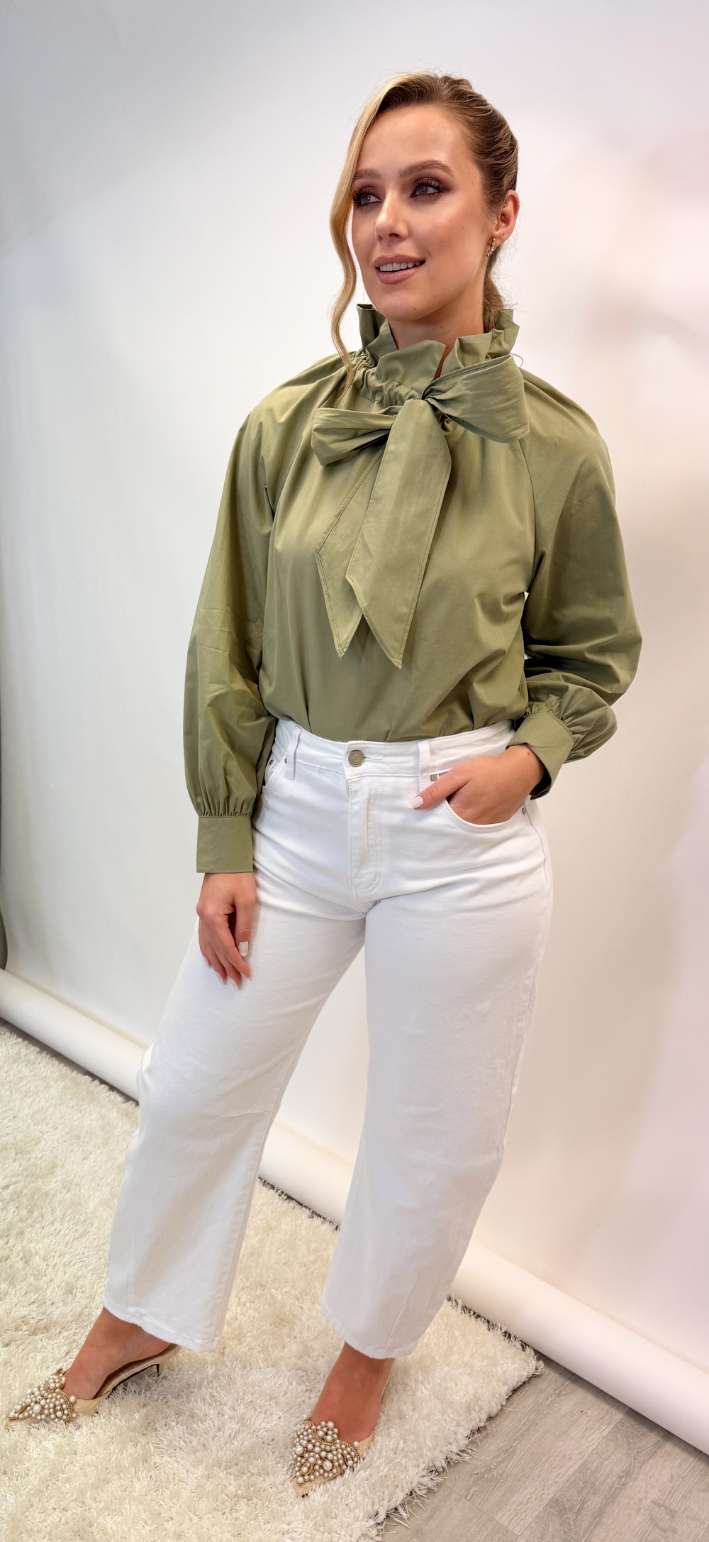 Khaki Bow Shirt