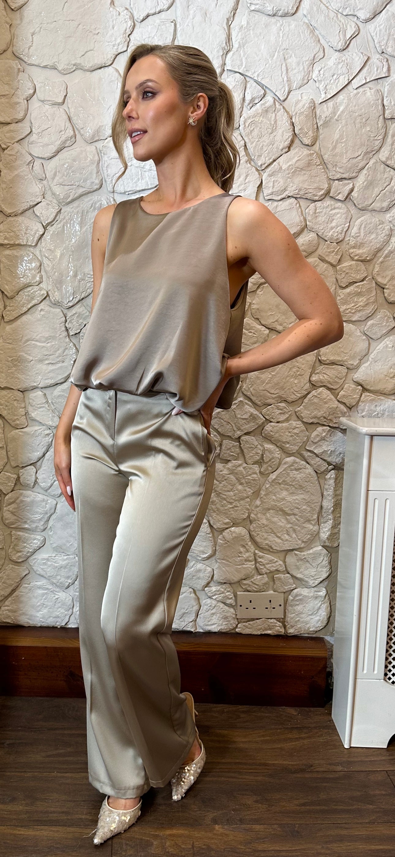 Taupe Satin Pant