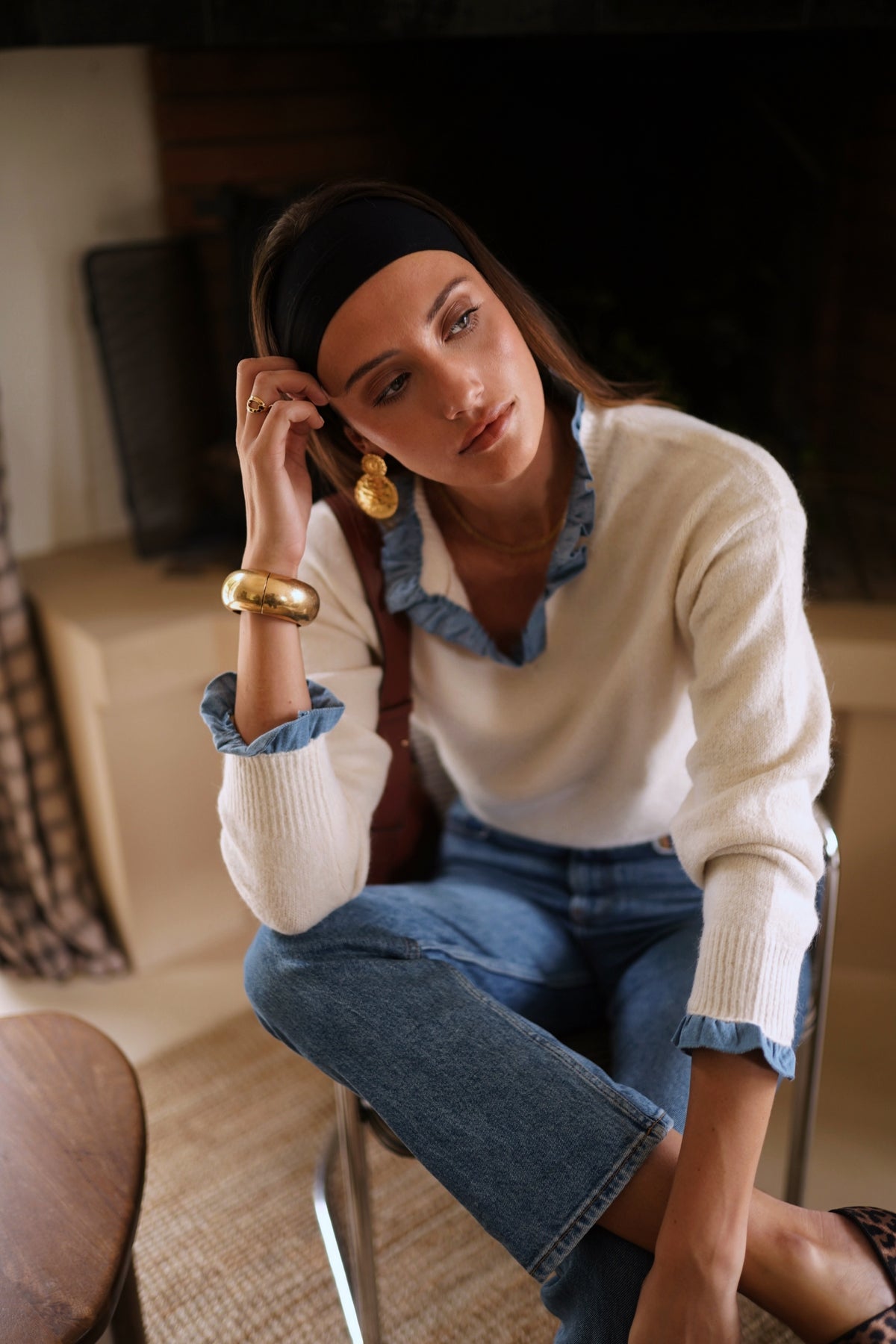 Denim Collar Knit