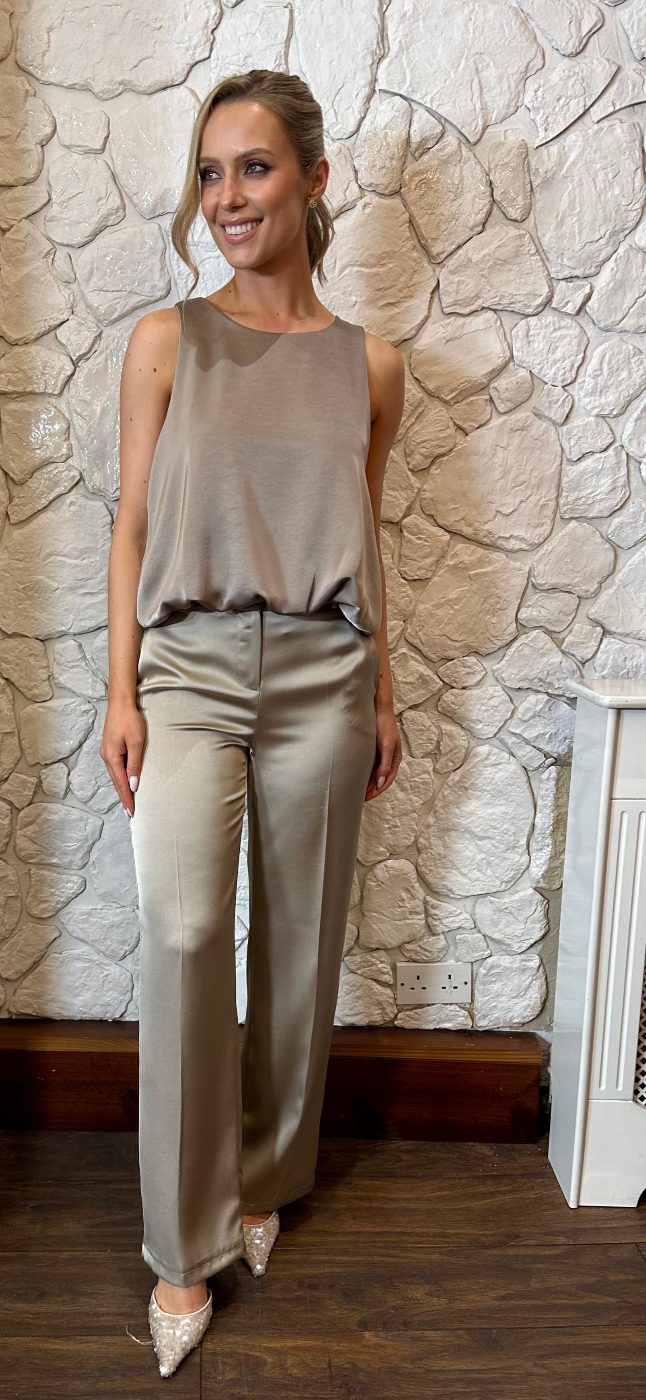 Taupe Satin Pant
