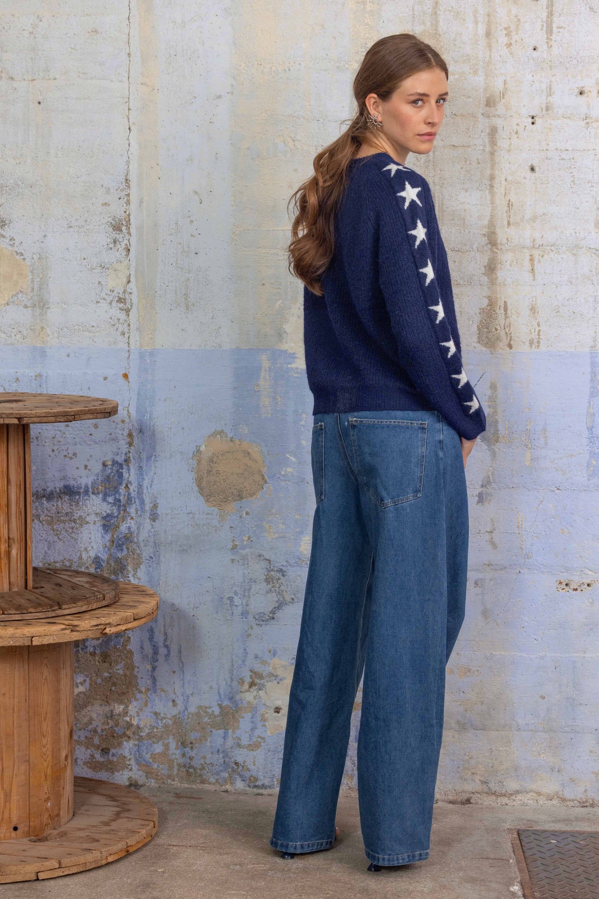 Navy Star Knit