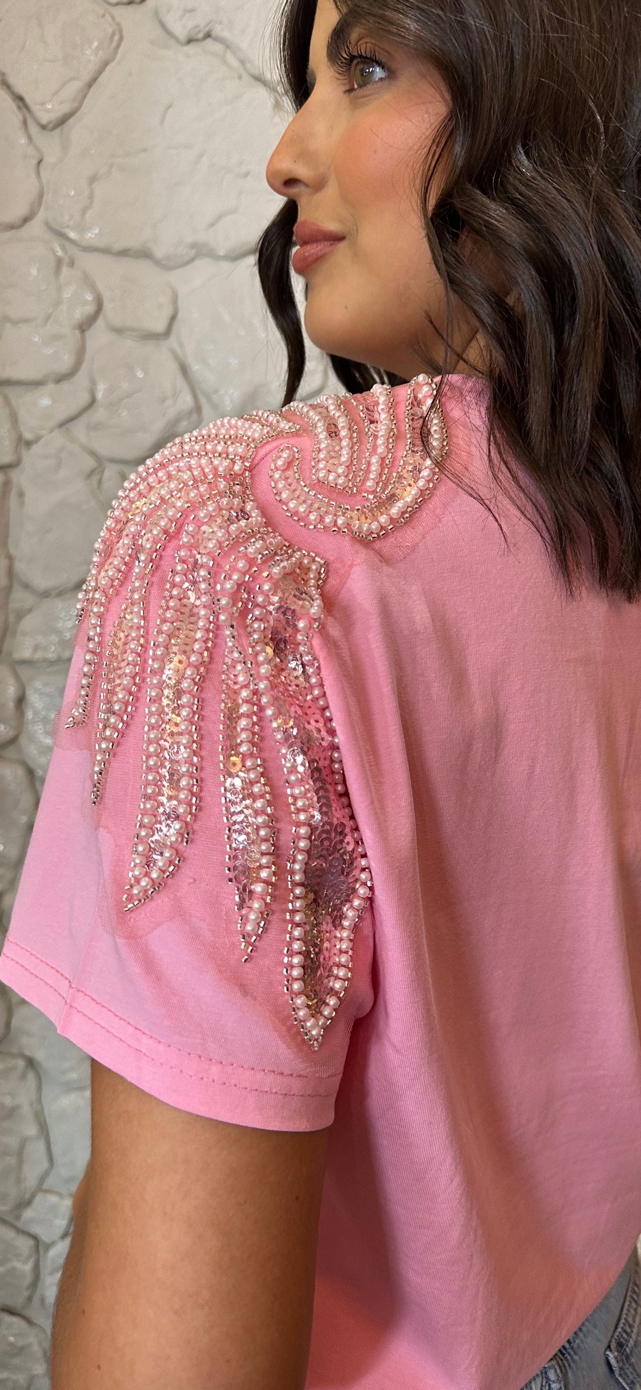 Pink Embellished Tee