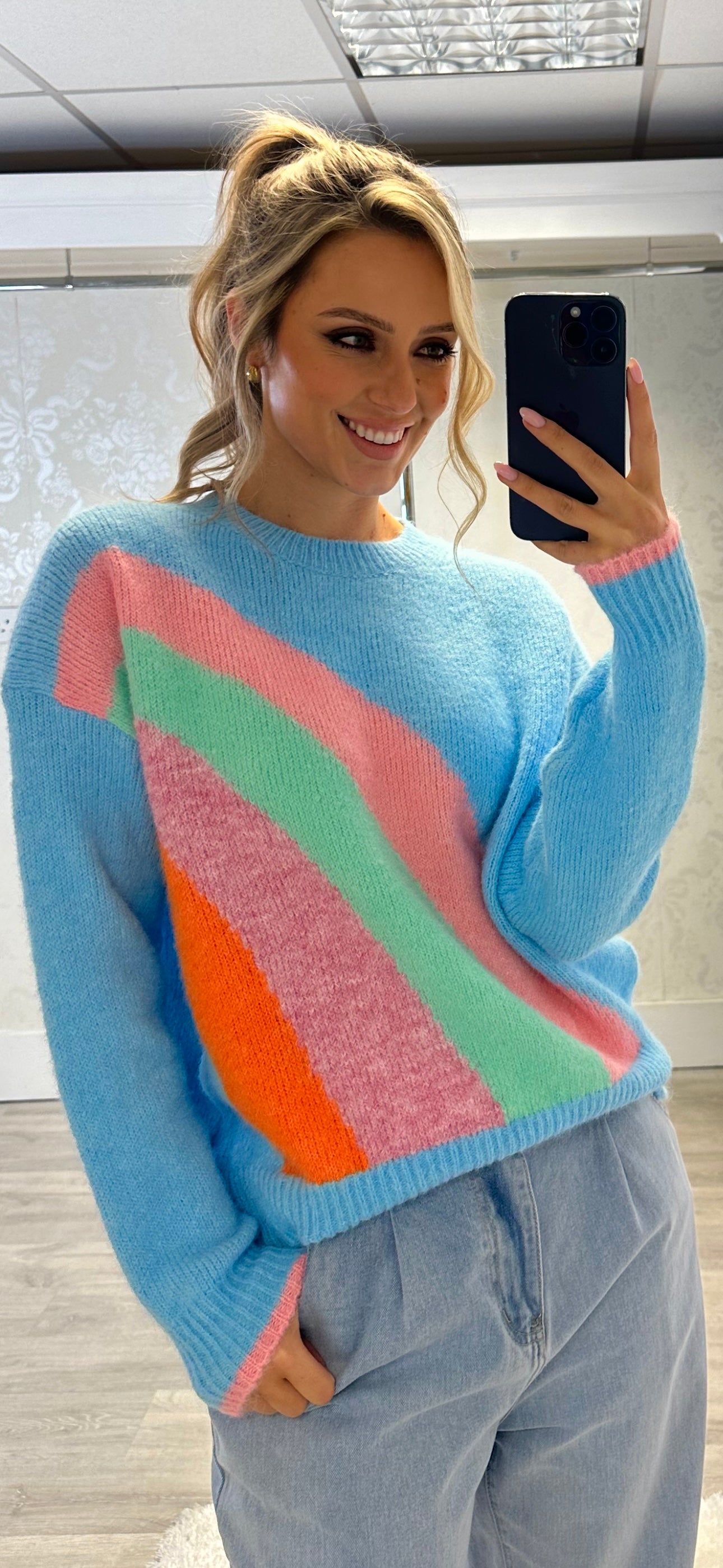Blue Rainbow Knit