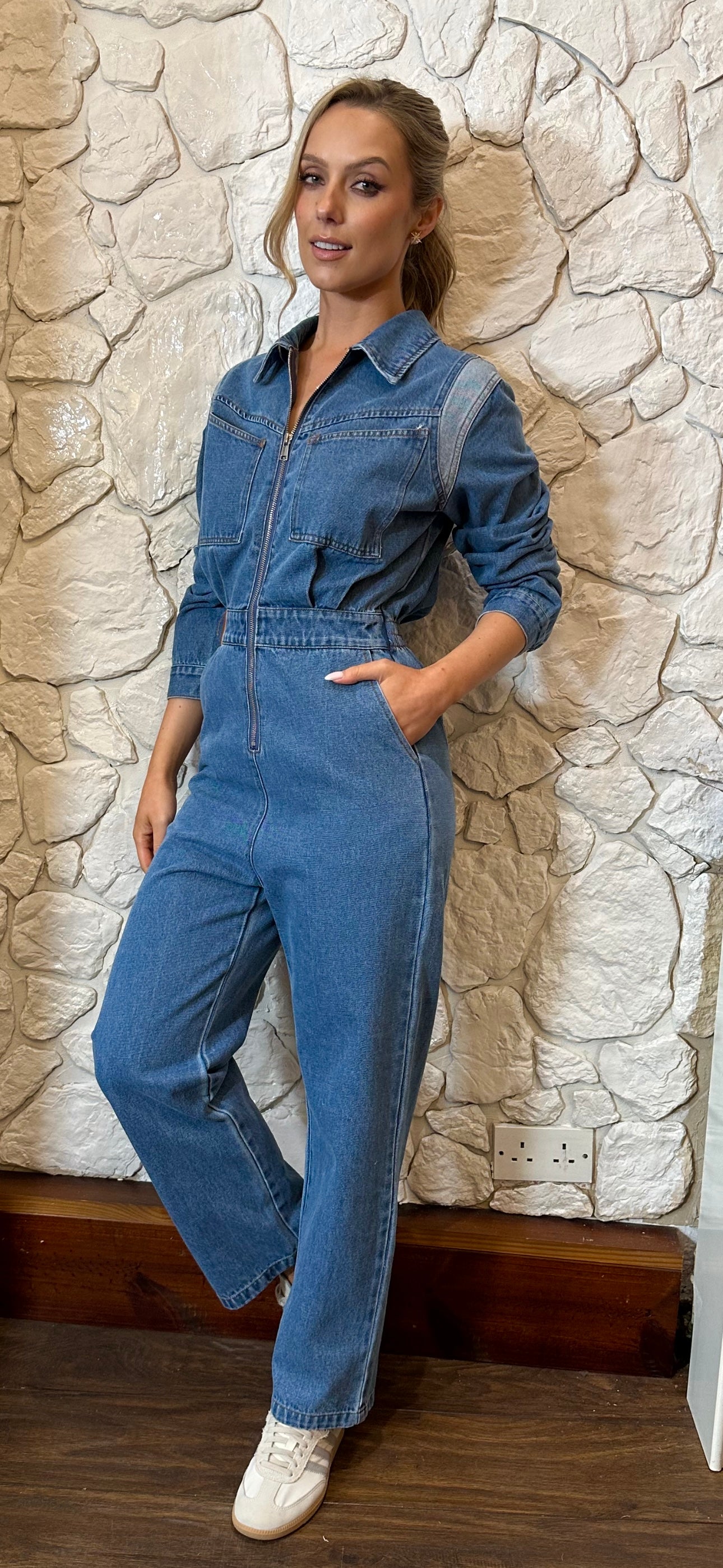 Denim Collar Jumpsuit