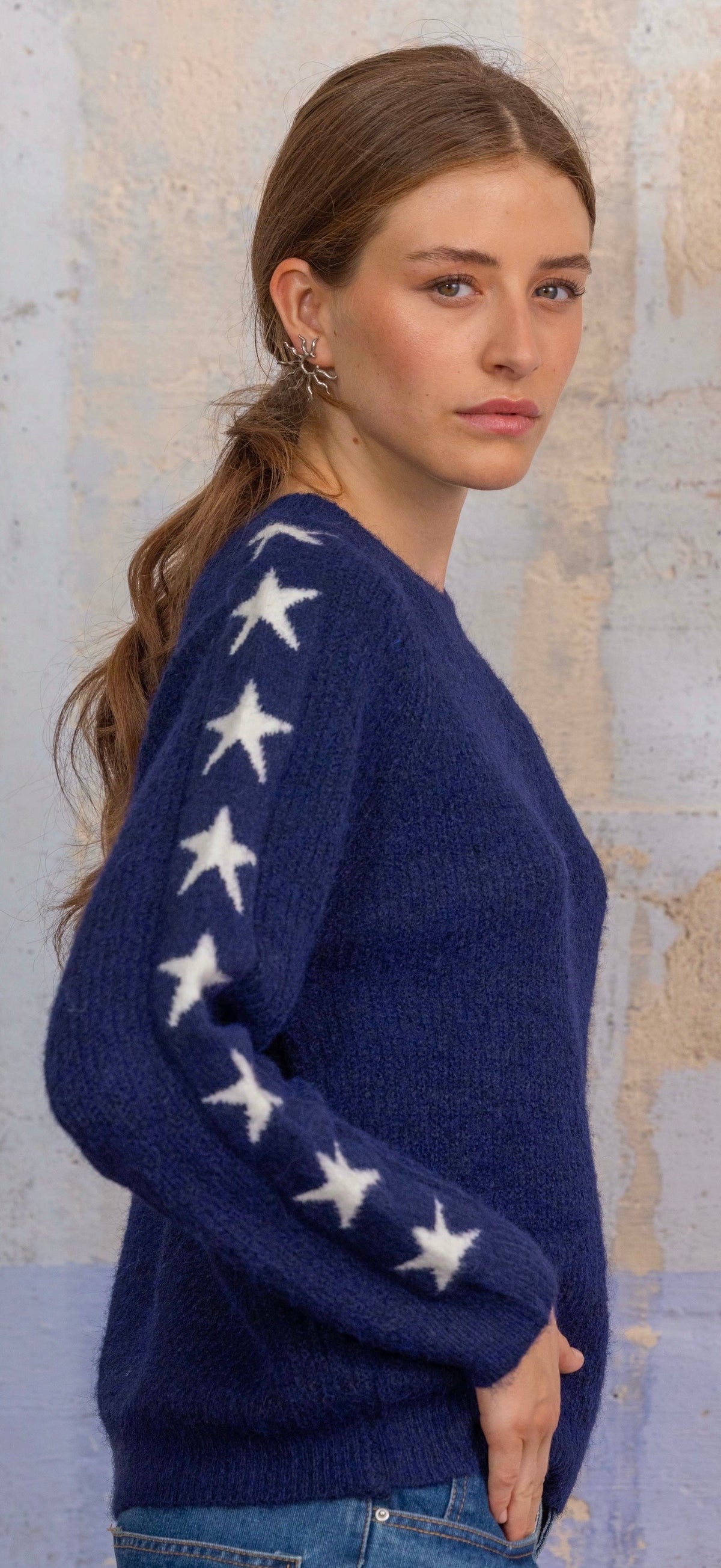 Navy Star Knit
