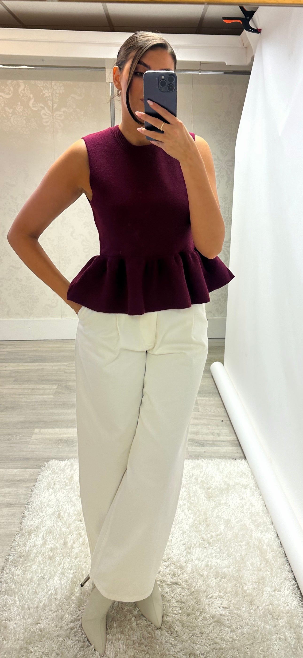 Burgundy Peplum