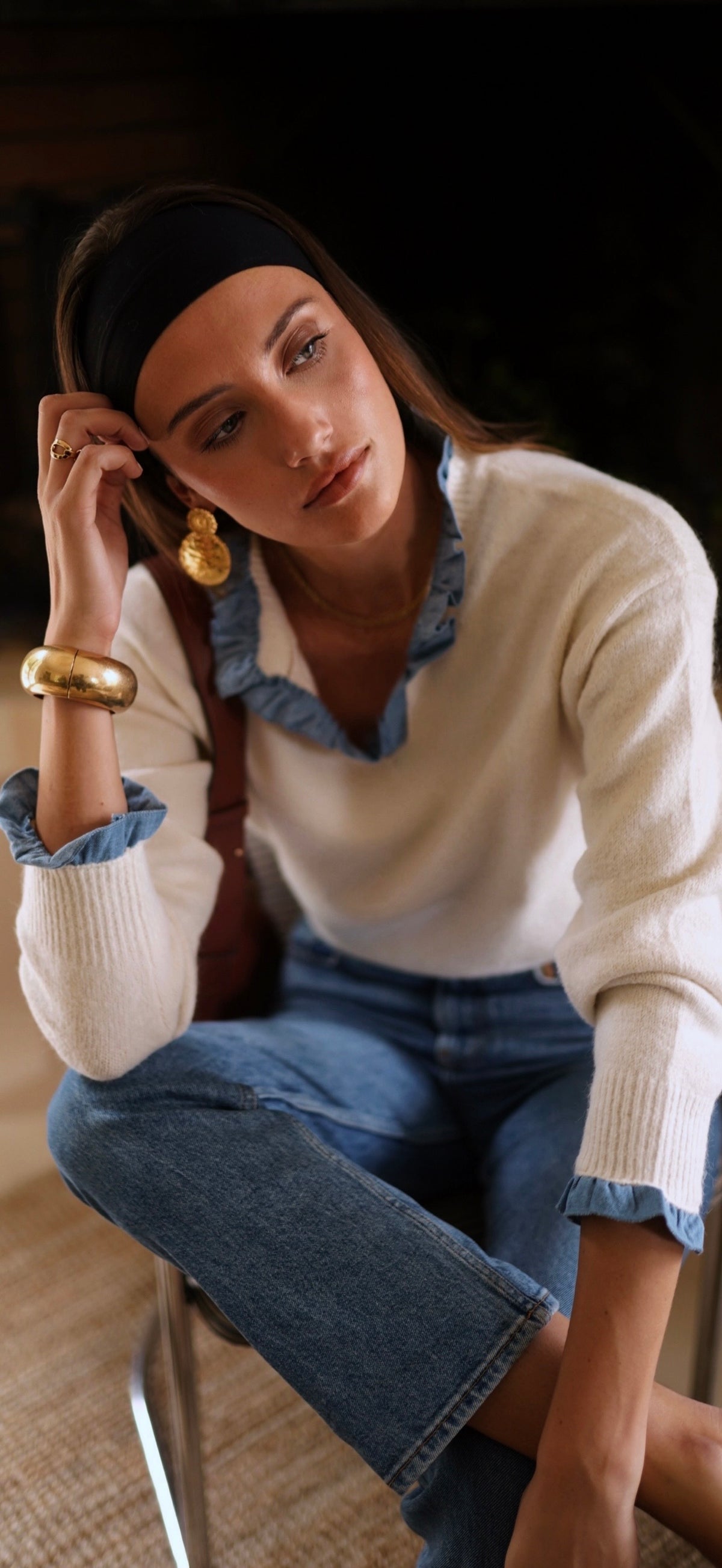 Denim Collar Knit