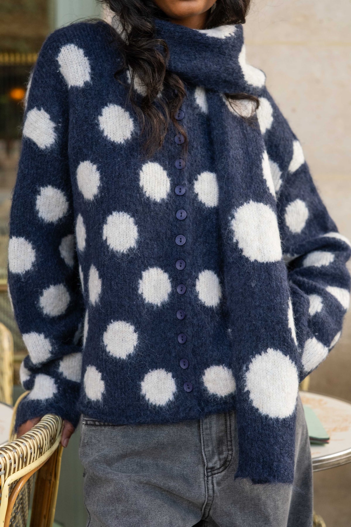 Navy Dot Knit Set