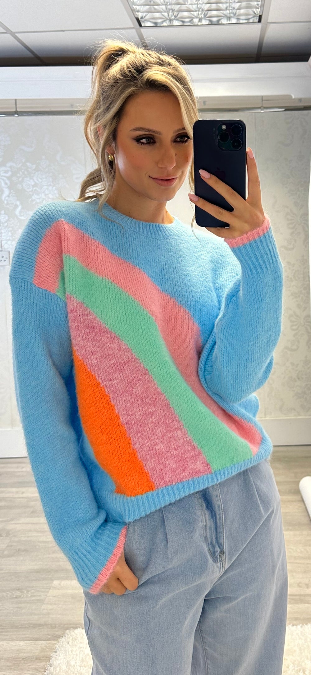 Blue Rainbow Knit