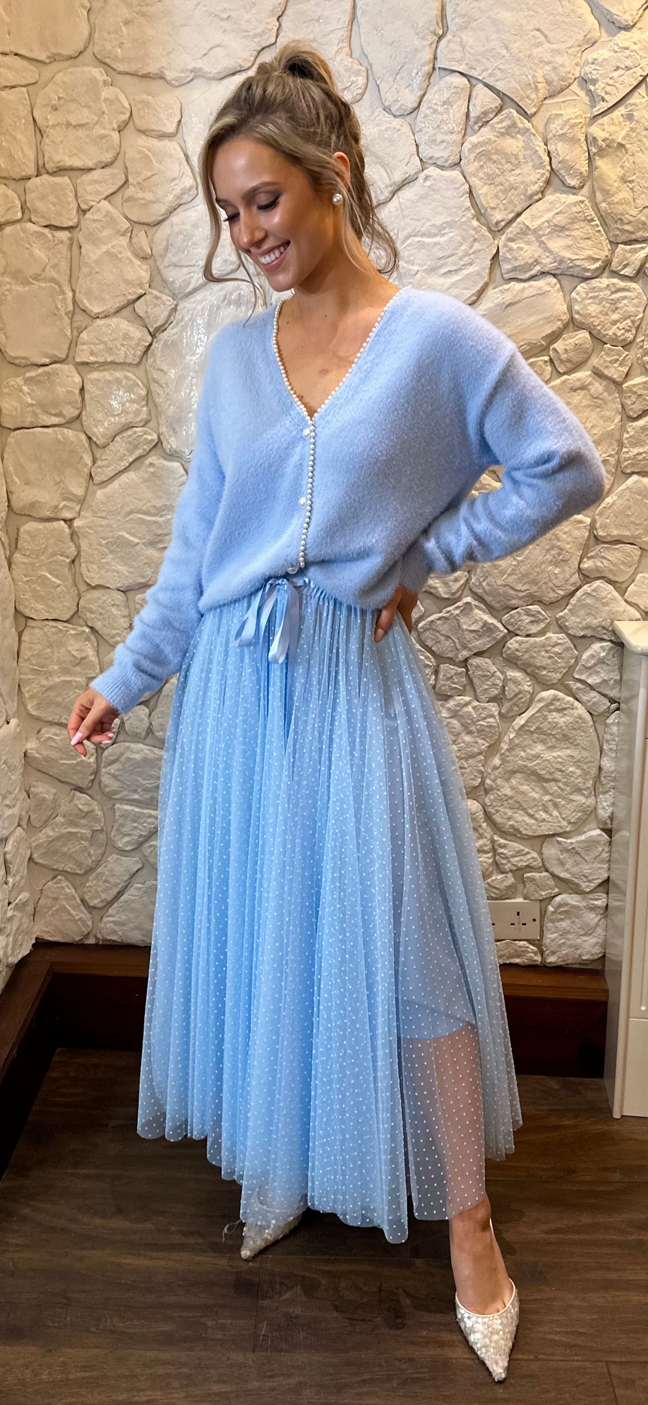 Baby Blue Polka Tulle