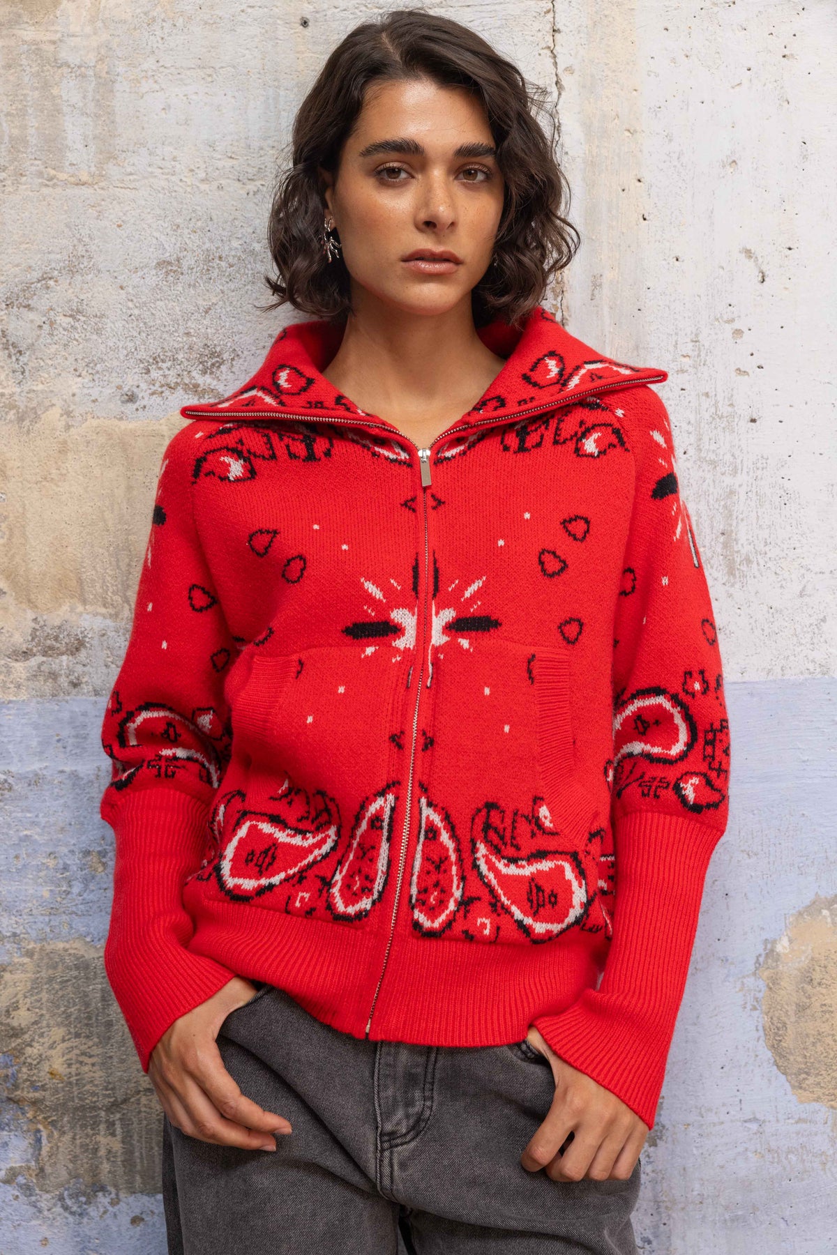 Red Paisley Knit