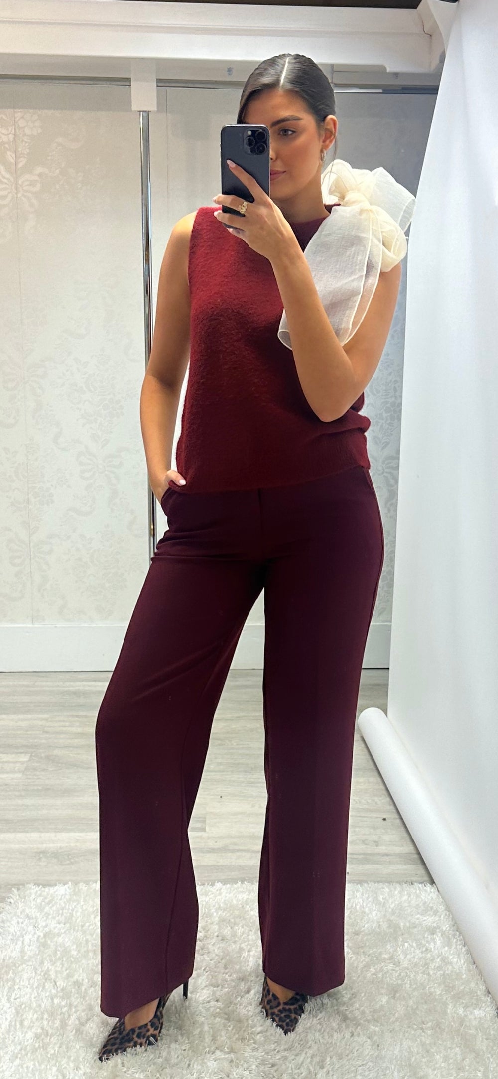 Burgundy Bow Knit