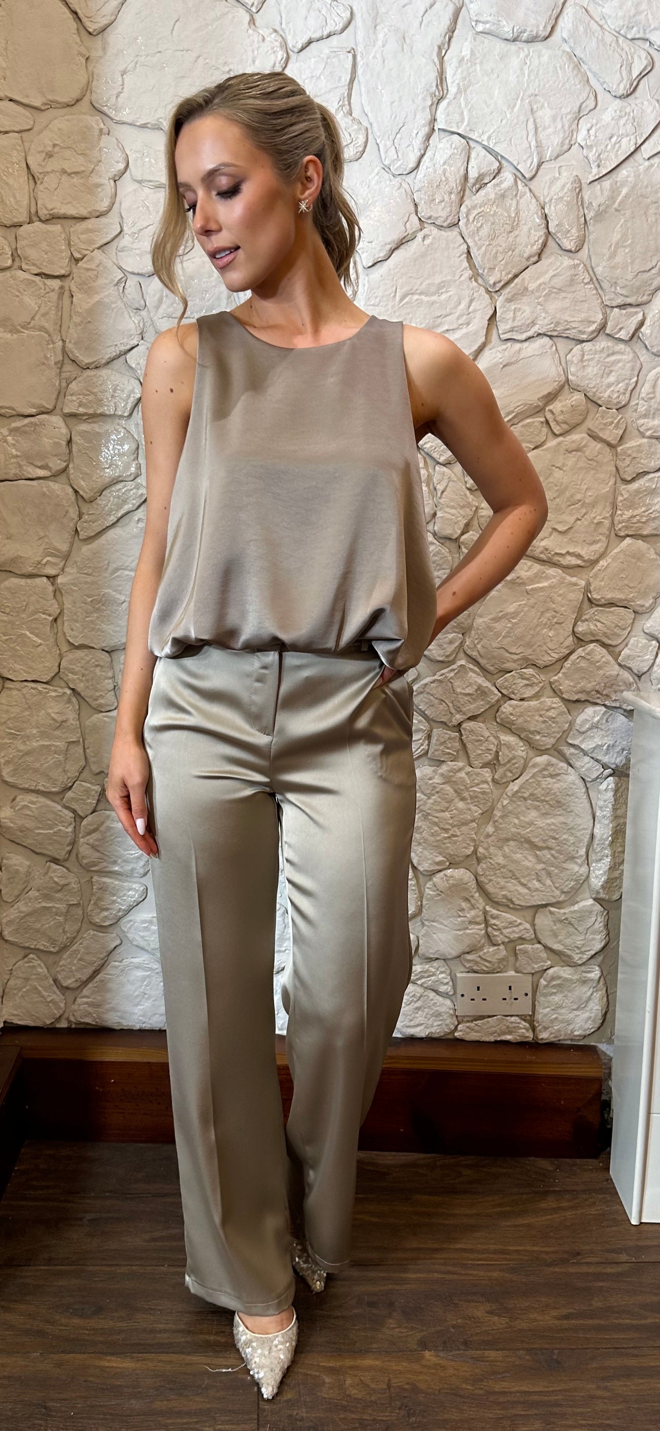 Taupe Satin Pant
