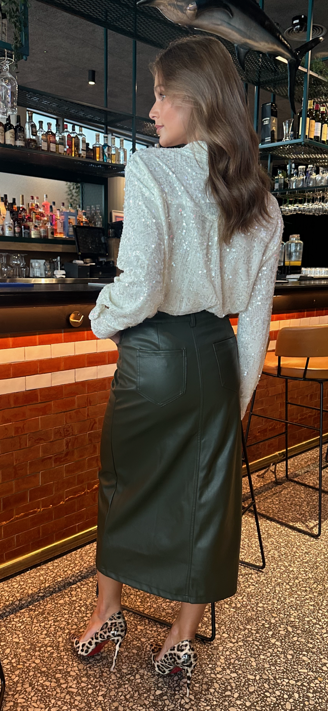 Metallic Khaki Skirt